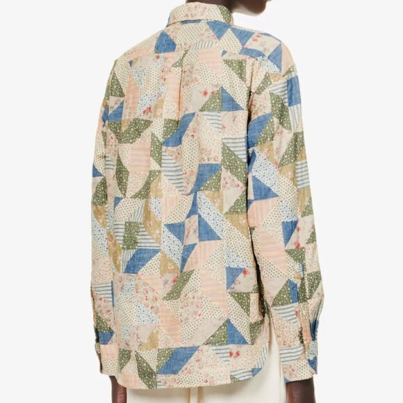 Ralph Lauren Women's Cotton Floral Patchwork Box Pleat Cotton Shirt - Picture 10 of 12